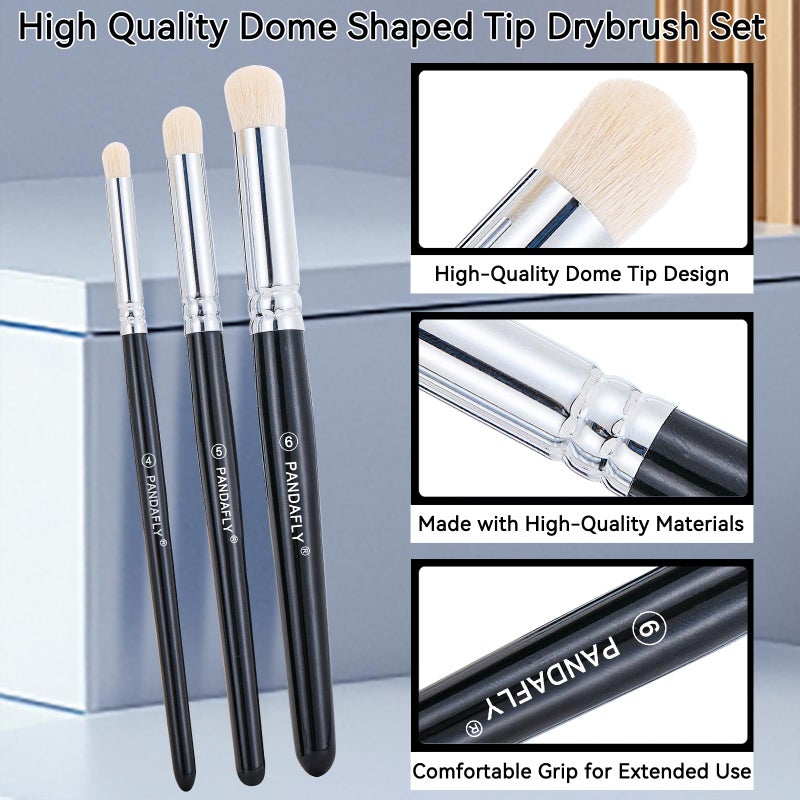 PANDAFLY Drybrush Set - 3 Sizes Hobby Detail Paint Brush Set, Acrylic Paint Brushes for Tabletop, Citadel, Scale Model, Watercolor Oil Painting - Image 2