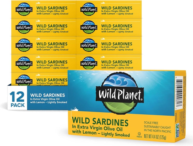 Wild Planet Wild Sardines in Extra Virgin Olive Oil with Lemon - 12 Pack - Image 1