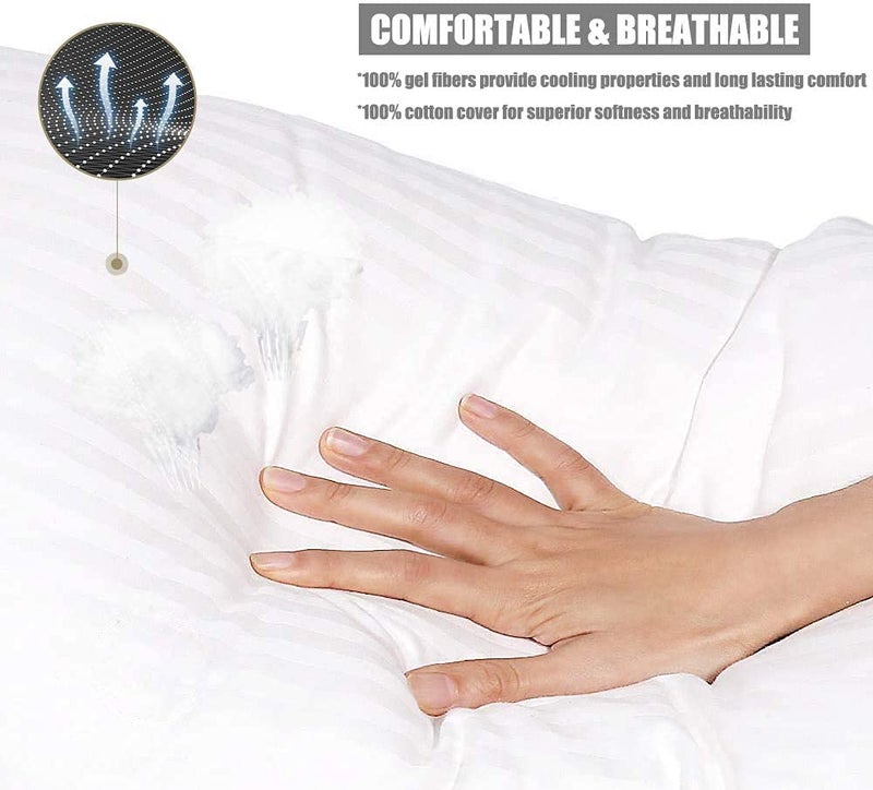 AMICA Pillows for Sleeping Size 16X24 cm Cooling Gel Pillows, Ultra Soft Breathable Down Alternative Pillows, Hotel Luxury Collection Pillows for Back, Stomach or Side Sleepers (Single) White - Image 5