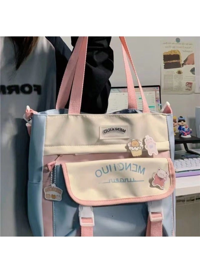 Ins All-match College Style Crossbody Bag Tutor Bag Large Capacity Tote Bag Shoulder Bag Female Student Class Bag-Color:creamy-white Single Pack - Image 5