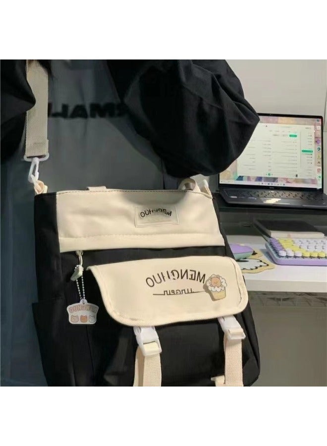 Ins All-match College Style Crossbody Bag Tutor Bag Large Capacity Tote Bag Shoulder Bag Female Student Class Bag-Color:creamy-white Single Pack - Image 3