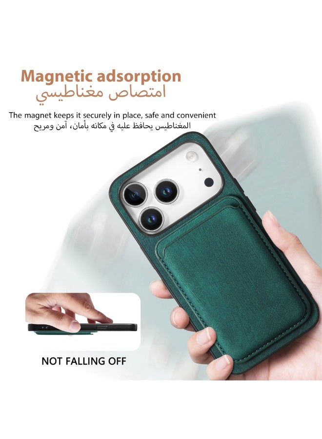 إنترستيلا غطاء iPhone 17 Pro Max – حافظة جلد فاخرة لهاتف Phone 17 Pro Max من آبل، بتصميم قابل للفصل 2 في 1 مع حامل بطاقات وإغلاق مغناطيسي، باللون الأخضر، متوافق مع شاشة بحجم 6.9 بوصة. - Image 5
