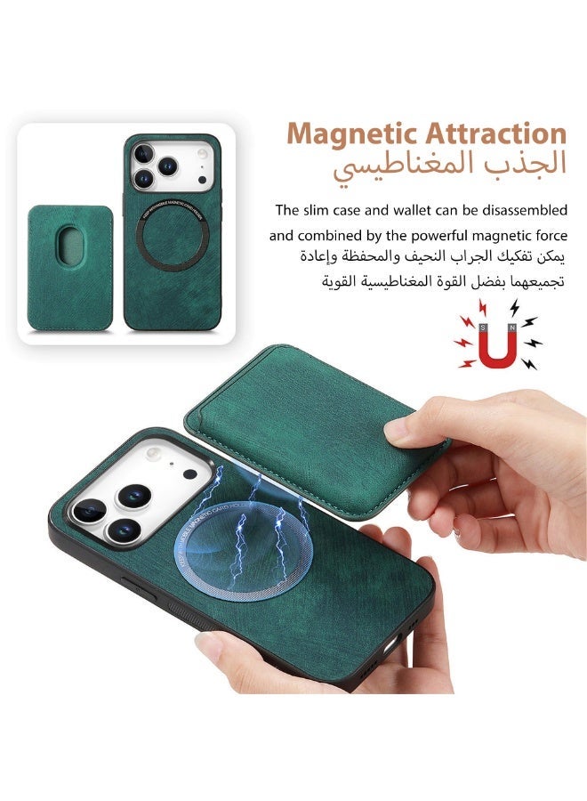 إنترستيلا غطاء iPhone 17 Pro Max – حافظة جلد فاخرة لهاتف Phone 17 Pro Max من آبل، بتصميم قابل للفصل 2 في 1 مع حامل بطاقات وإغلاق مغناطيسي، باللون الأخضر، متوافق مع شاشة بحجم 6.9 بوصة. - Image 3