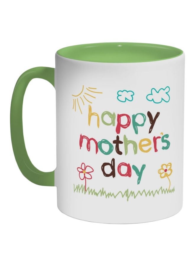 Happy Mother's Day Printed Coffee Mug Green/Blue/White 325ml