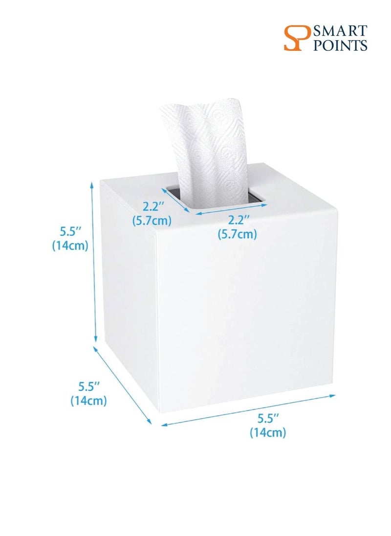 SMARTPOINTS Acrylic Tissue Box Cover 5.4x5.4x5.4 Tissue Holder Napkin Dispenser for Home Office Restaurant-White  - Image 4