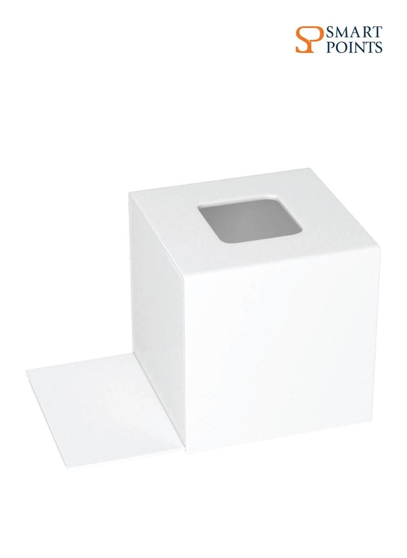 SMARTPOINTS Acrylic Tissue Box Cover 5.4x5.4x5.4 Tissue Holder Napkin Dispenser for Home Office Restaurant-White  - Image 5