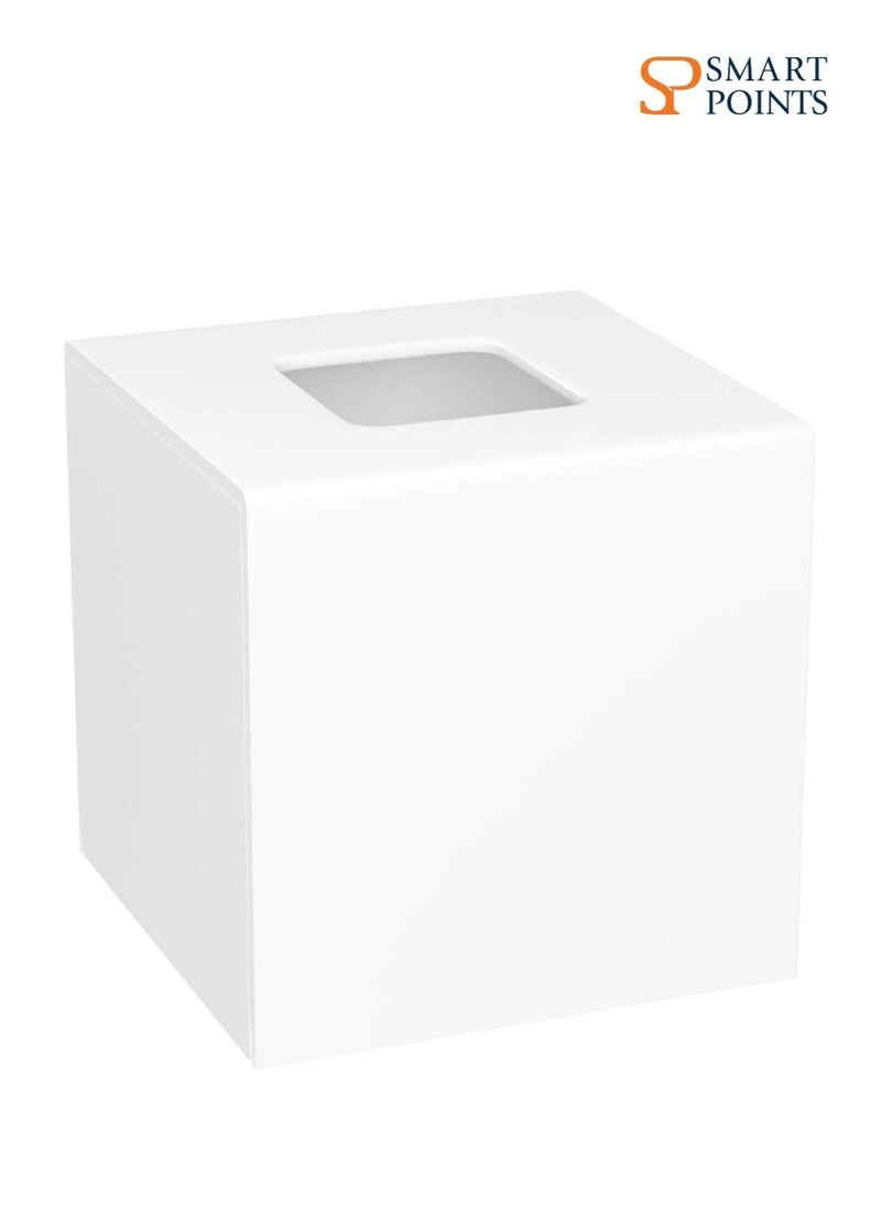 SMARTPOINTS Acrylic Tissue Box Cover 5.4x5.4x5.4 Tissue Holder Napkin Dispenser for Home Office Restaurant-White  - Image 3