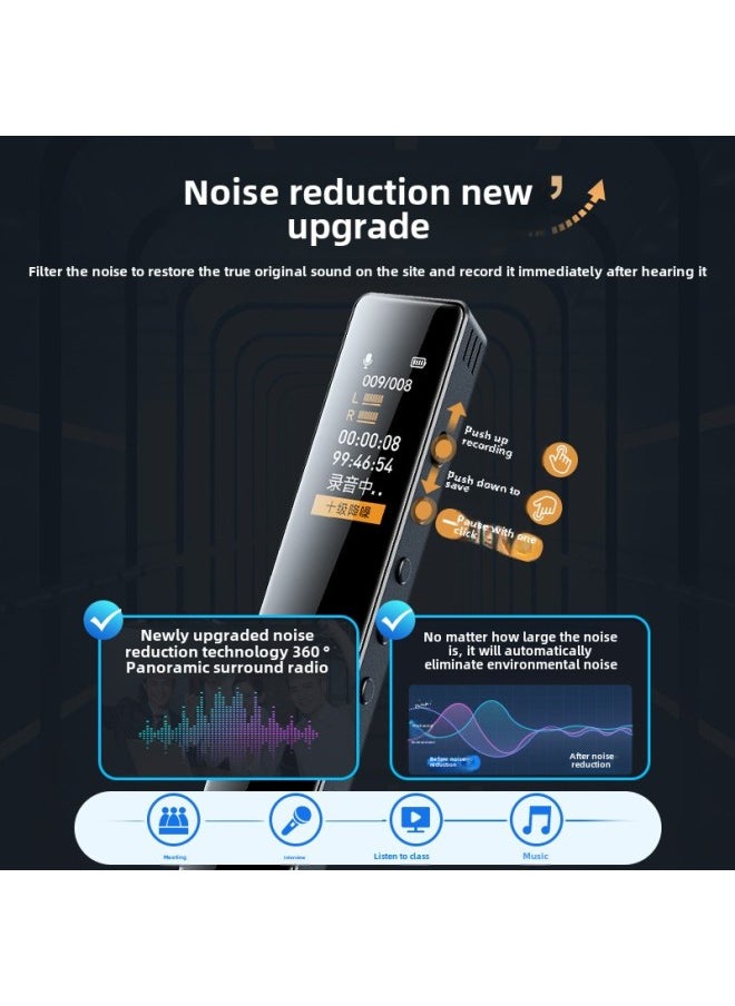 Generic - Recording Pen Professional High Definition Noise Reduction Portable Student Class Equipment Lawyer Special Artifact Recording And Playing All-in-One Machine-Body Color:[noise Reduction Basic Version]-Memory Capacity:64g [about 550-hour High-definition Lossless Recording] - Apple Package: [host + Apple Mobile Phone Downloader + Free Recording To Text + Three-year Warranty] - Image 1