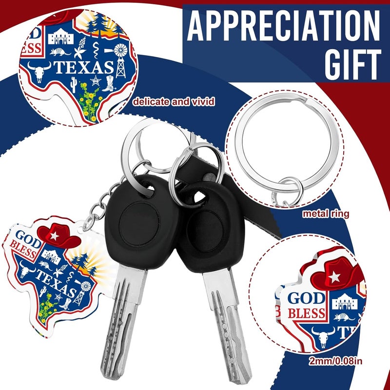 Trnayi 50 Pcs Texas Souvenirs Acrylic Keychain Gifts Bulk United State Texas Keychain Boots Love Buffalo Skull Hand Travel Gift Souvenirs for Women Men Friends - Image 3