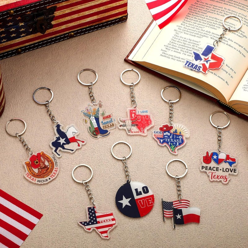 Trnayi 50 Pcs Texas Souvenirs Acrylic Keychain Gifts Bulk United State Texas Keychain Boots Love Buffalo Skull Hand Travel Gift Souvenirs for Women Men Friends - Image 4