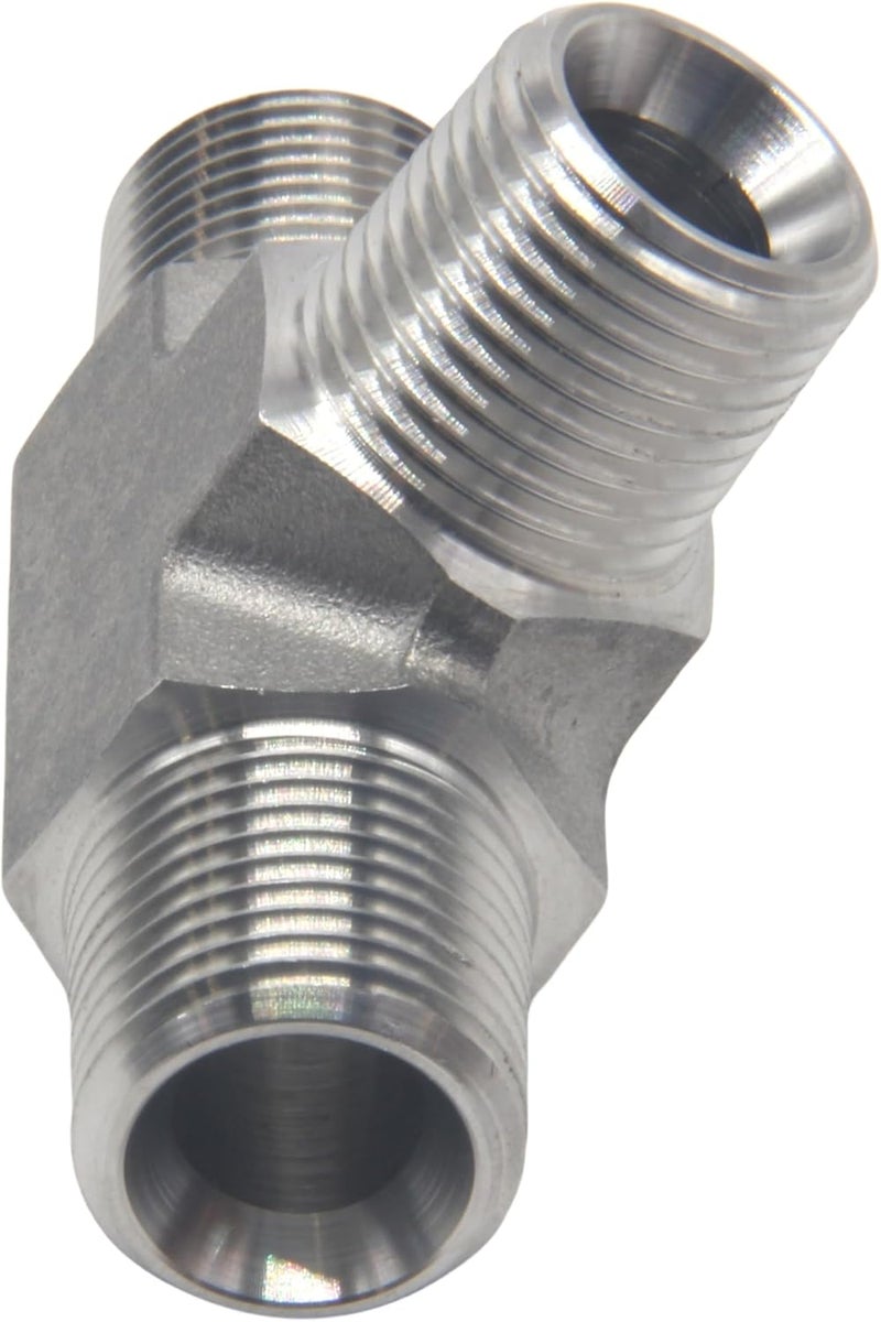 HFS (R) 304 Stainless Steel Forged Pipe Fitting Street Tee - Male MNPT 3-Way Tee Stainless (3/8" Male NPT) - Image 4