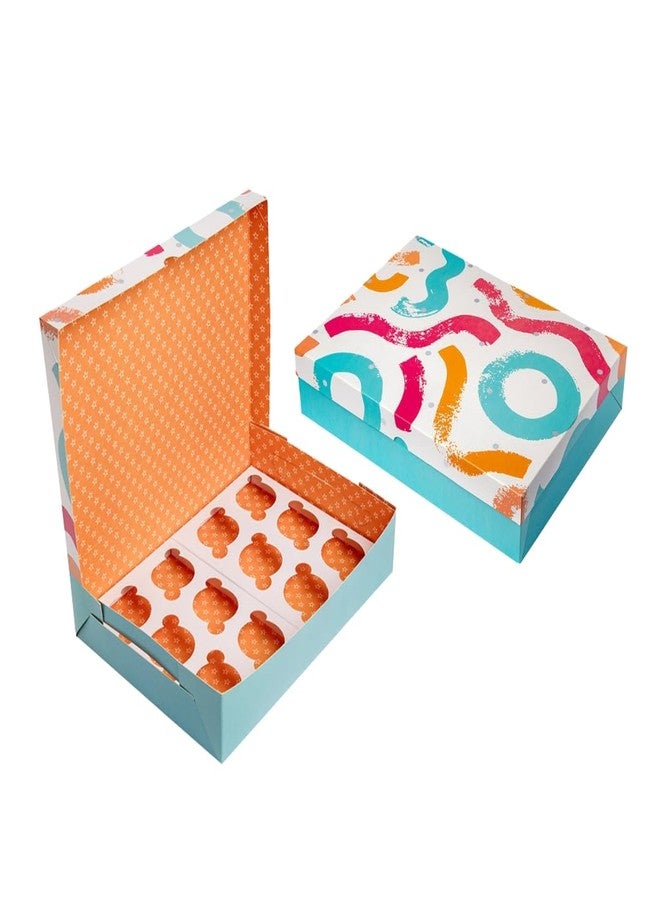 surieco Cup Cake & Muffins | Cupcake Boxes with Insert | Premium & Kraft Materials Box | Unique Design Eco Friendly Box -12pcs (Pack of 20) - Image 1