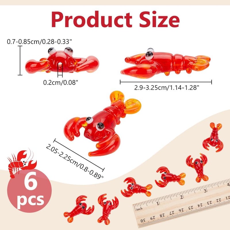 NBEADS نبيذ 6 قطع خرز كراي فيش مصنوعة يدويًا خرز لوبستر أحمر خرز فاصل 3D حيوانات خرز فضفاض لتزيين حفلات الكرنفال، صنع المجوهرات - Image 2