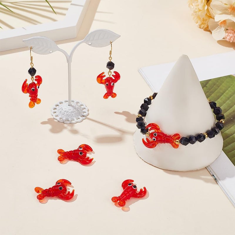 NBEADS نبيذ 6 قطع خرز كراي فيش مصنوعة يدويًا خرز لوبستر أحمر خرز فاصل 3D حيوانات خرز فضفاض لتزيين حفلات الكرنفال، صنع المجوهرات - Image 5