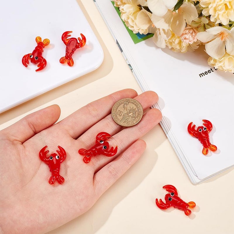 NBEADS نبيذ 6 قطع خرز كراي فيش مصنوعة يدويًا خرز لوبستر أحمر خرز فاصل 3D حيوانات خرز فضفاض لتزيين حفلات الكرنفال، صنع المجوهرات - Image 3