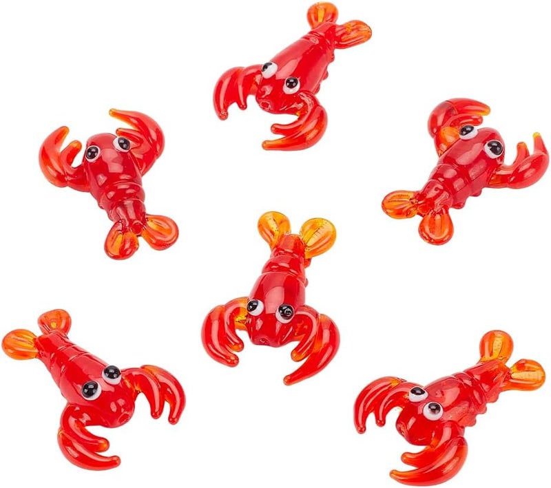 NBEADS نبيذ 6 قطع خرز كراي فيش مصنوعة يدويًا خرز لوبستر أحمر خرز فاصل 3D حيوانات خرز فضفاض لتزيين حفلات الكرنفال، صنع المجوهرات - Image 1