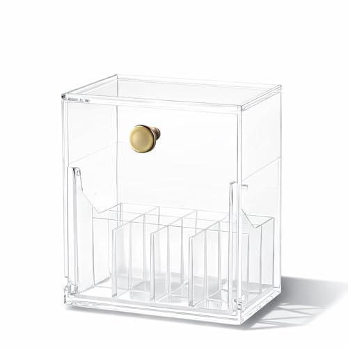 KREPS Makeup Brush Holder with Lid,360° Rotating Makeup Organizer, Nail Polish Perfume Lipstick Pen-Pencil Paint Brush Stationary Organizer, Multifunctional Dressing Table Storage (Crystal Clear) - Image 1
