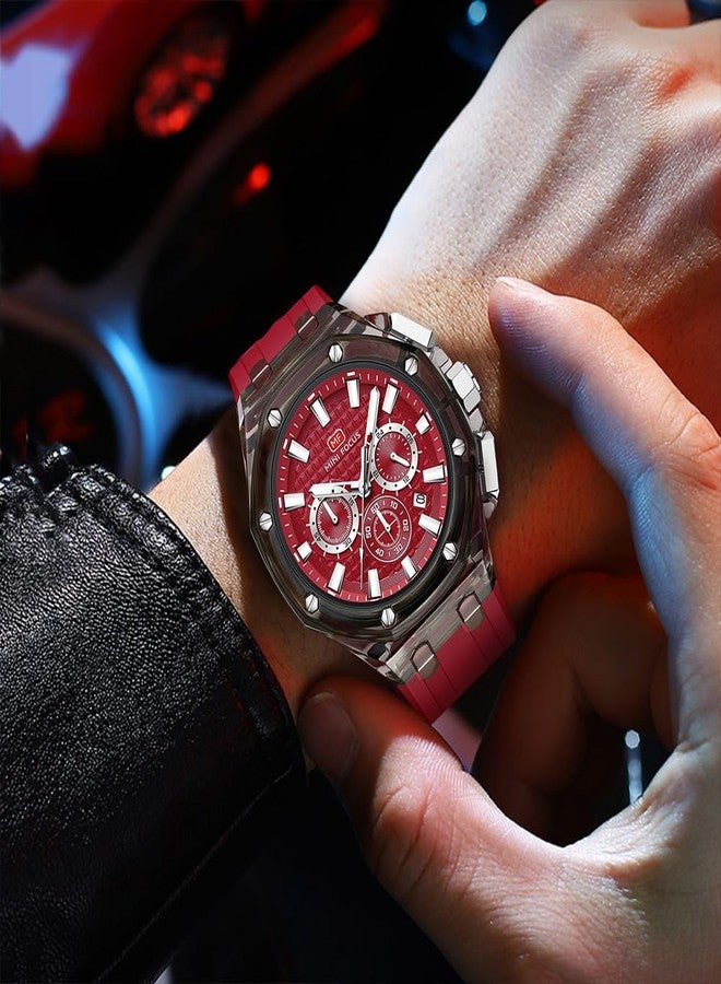 MF MINI FOCUS MINI Focus Men Watches,Multifunction Transparent Analog Display Silicone Strap Calendar Quartz Waterproof Trend Wrist Watches for Men - Image 3
