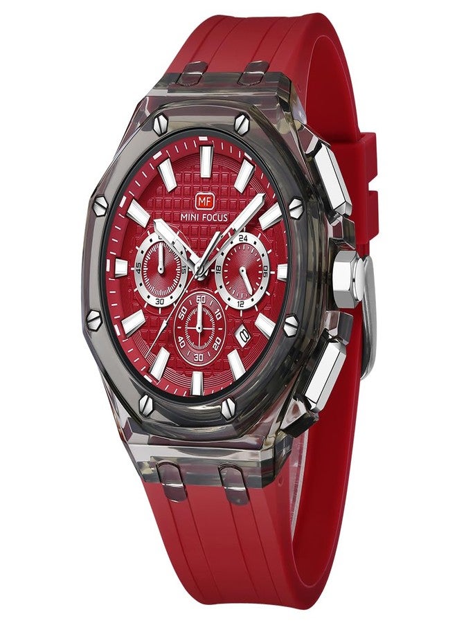 MF MINI FOCUS MINI Focus Men Watches,Multifunction Transparent Analog Display Silicone Strap Calendar Quartz Waterproof Trend Wrist Watches for Men - Image 1