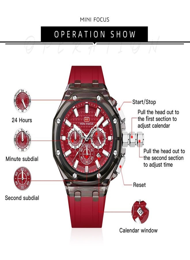 MF MINI FOCUS MINI Focus Men Watches,Multifunction Transparent Analog Display Silicone Strap Calendar Quartz Waterproof Trend Wrist Watches for Men - Image 5