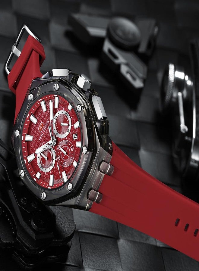 MF MINI FOCUS MINI Focus Men Watches,Multifunction Transparent Analog Display Silicone Strap Calendar Quartz Waterproof Trend Wrist Watches for Men - Image 2