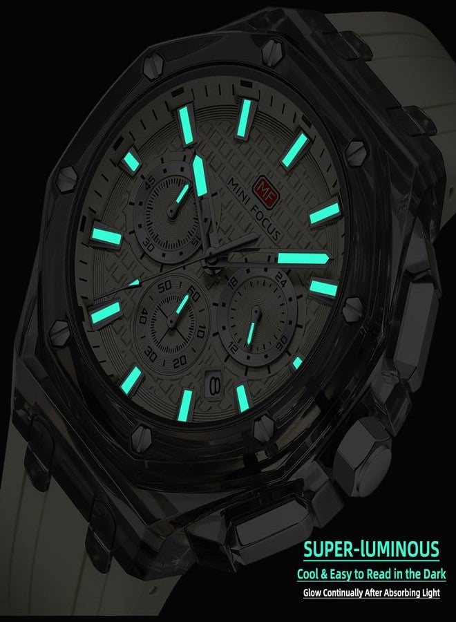 MF MINI FOCUS MINI Focus Men Watches,Multifunction Transparent Analog Display Silicone Strap Calendar Quartz Waterproof Trend Wrist Watches for Men - Image 4