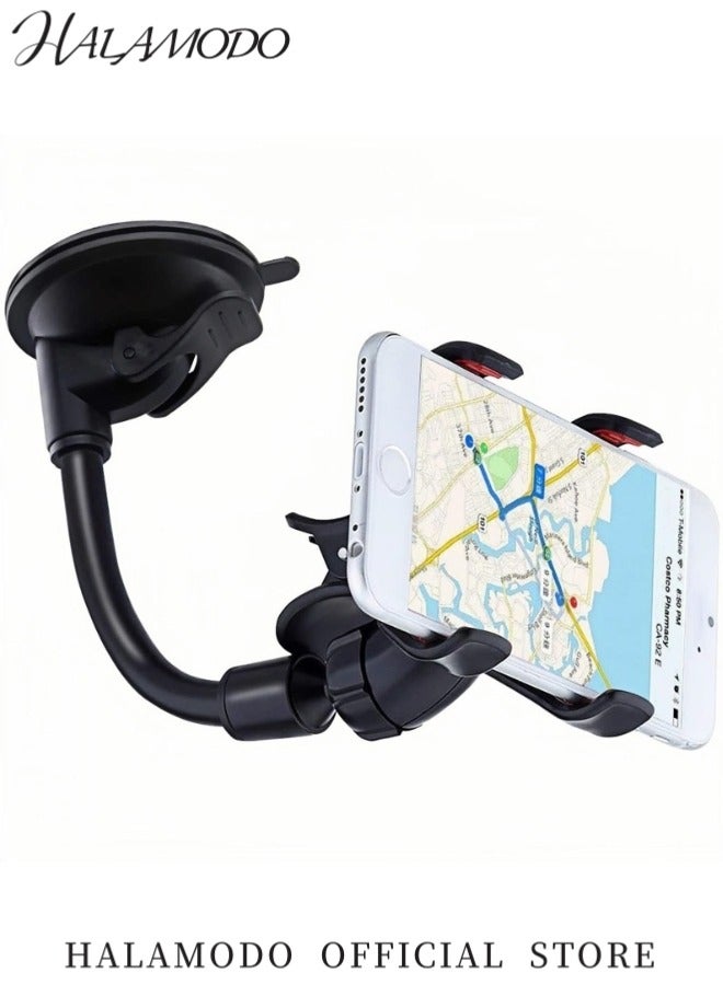 هالامودو حامل هاتف محمول متعدد الوظائف للسيارة، حامل هاتف على الزجاج الأمامي، يدور 360 درجة، ذراع طويل قابل للتعديل، متوافق مع معظم الهواتف الذكية - Image 2