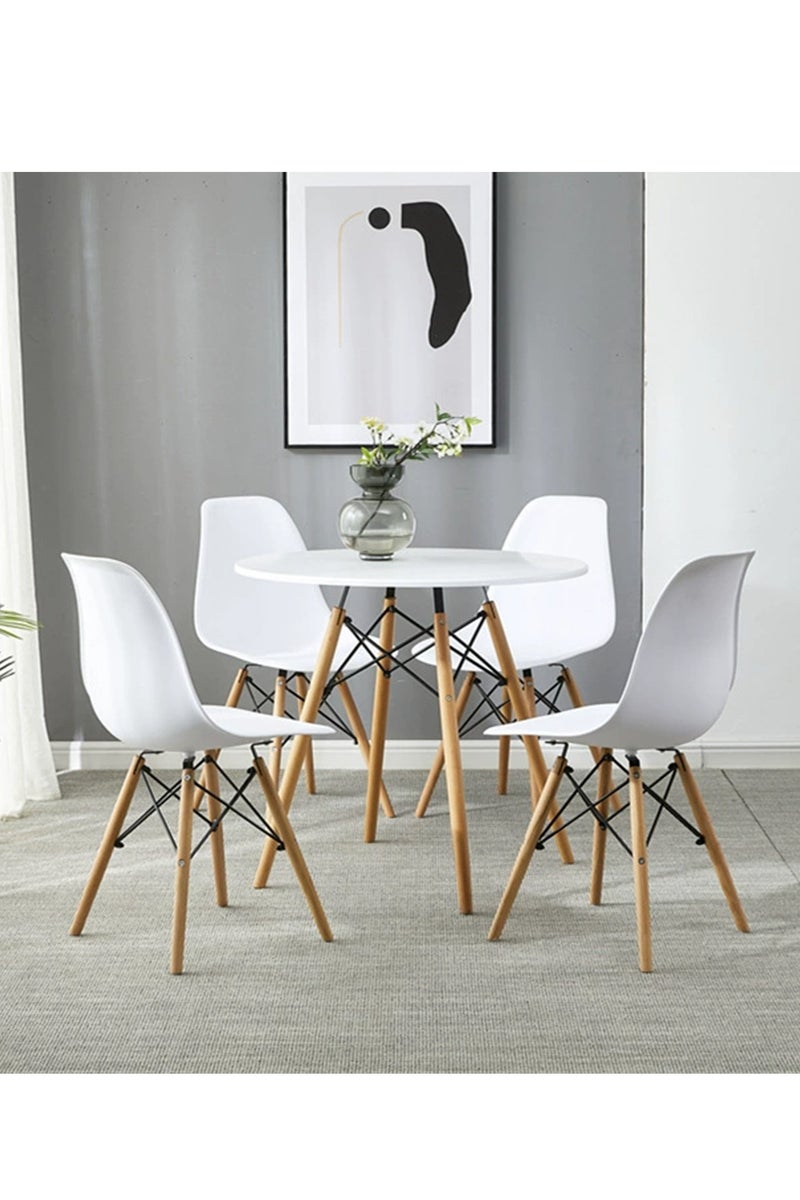 YY-Recheer 4 Pcs Modern Eames Dining Chair, Plastic Side Chair Commercial Restaurant Chairs with Wooden Legs for Home, Office, Shop - Image 1