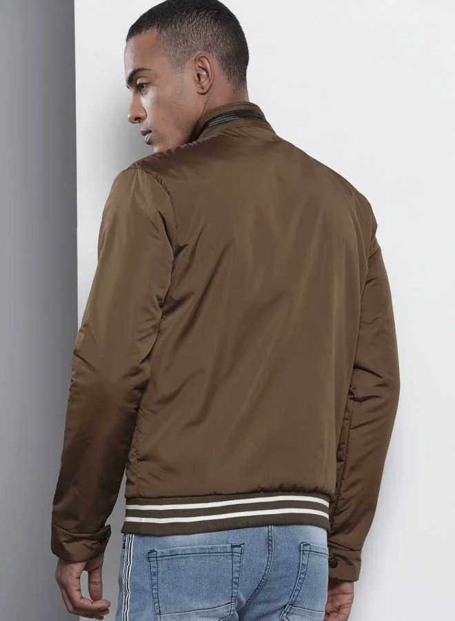 ذا انديان كراج كو The Indian Garage Co Men Slim Fit Solid High Neck Long Sleeves Jacket
