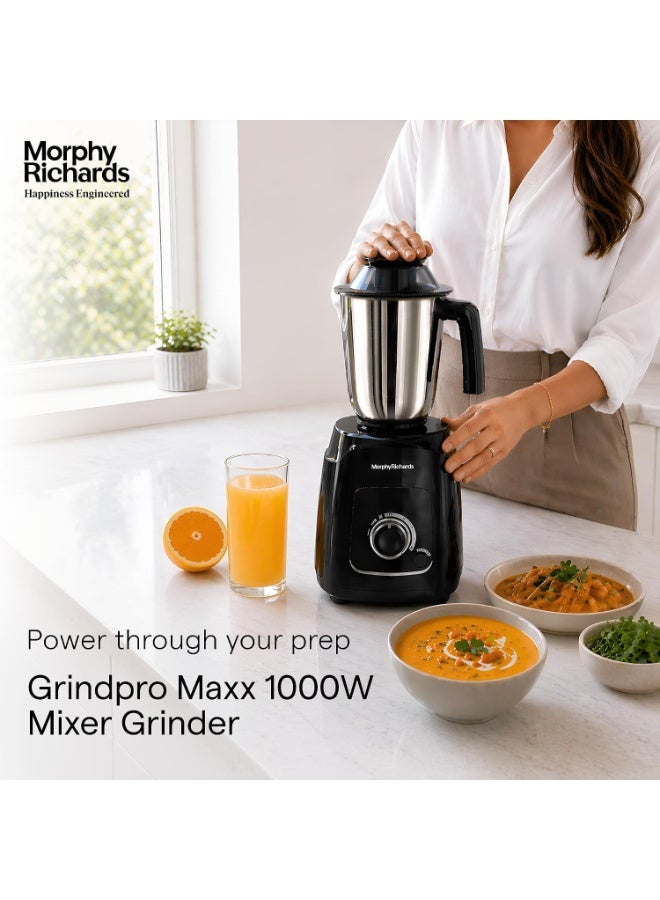 Morphy Richards GrindPro Maxx 1000W Mixer Grinder with 4 Jars | TasteMaxx Mode | Grinds even 4 Pepper Pods| Aesthetic LED Ring| Liquidizing Jar, Dry/Wet, Chutney, Spice Jar| 2-Yr Warranty【Black】 - Image 3
