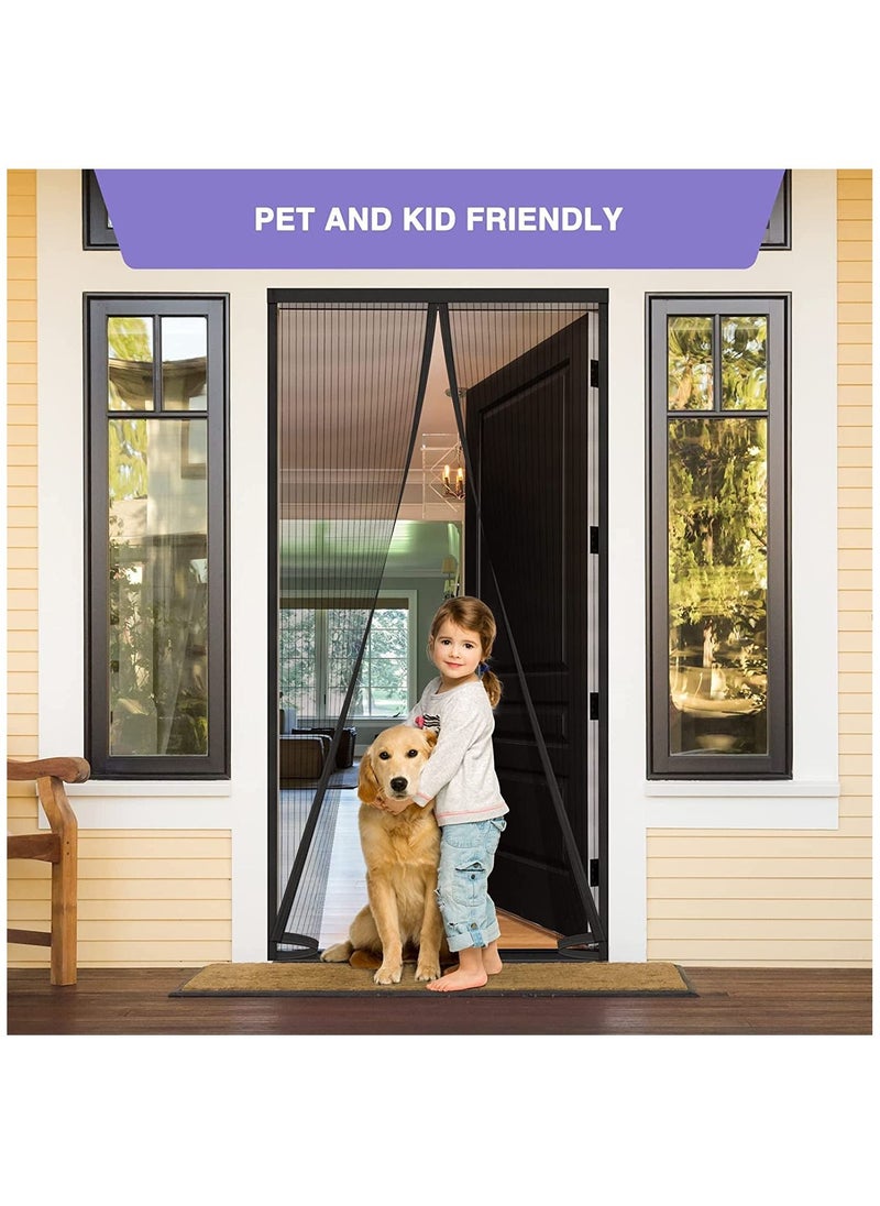 SYOSI - Magnetic Screen Door, Self Sealing Screen Door, Heavy Duty Door Screen Magnetic Closure Keep Bugs Out, Retractable Screen Door Mesh - Pet and Kid Friendly, Hands-Free Door Screen 100*230cm - Image 1