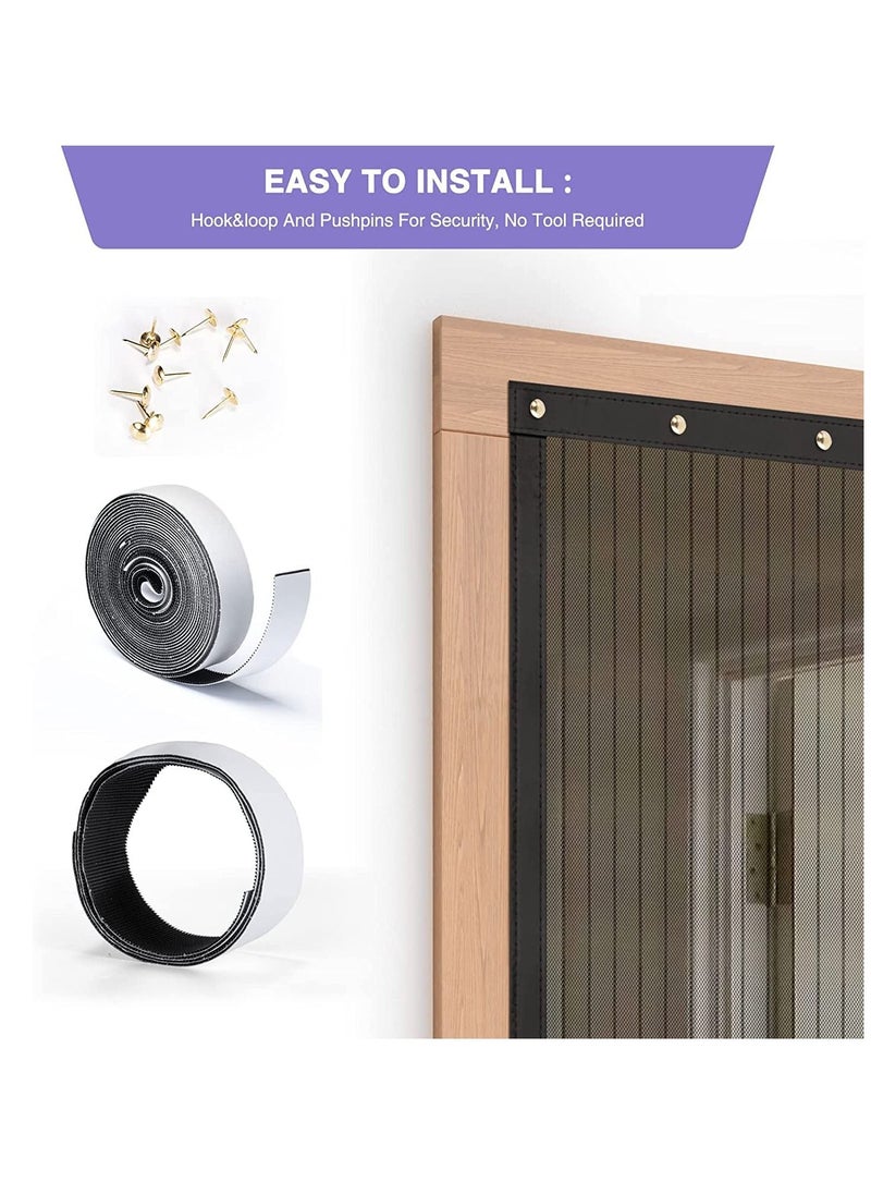 SYOSI - Magnetic Screen Door, Self Sealing Screen Door, Heavy Duty Door Screen Magnetic Closure Keep Bugs Out, Retractable Screen Door Mesh - Pet and Kid Friendly, Hands-Free Door Screen 100*230cm - Image 1