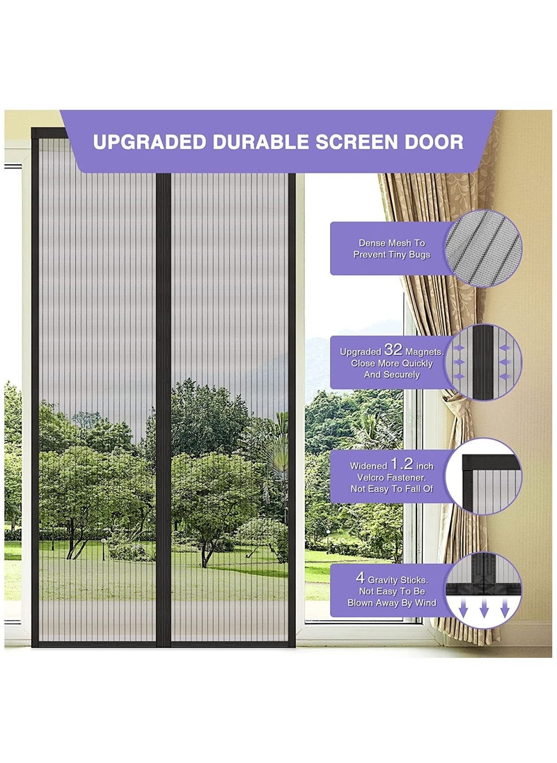 SYOSI - Magnetic Screen Door, Self Sealing Screen Door, Heavy Duty Door Screen Magnetic Closure Keep Bugs Out, Retractable Screen Door Mesh - Pet and Kid Friendly, Hands-Free Door Screen 100*230cm - Image 1