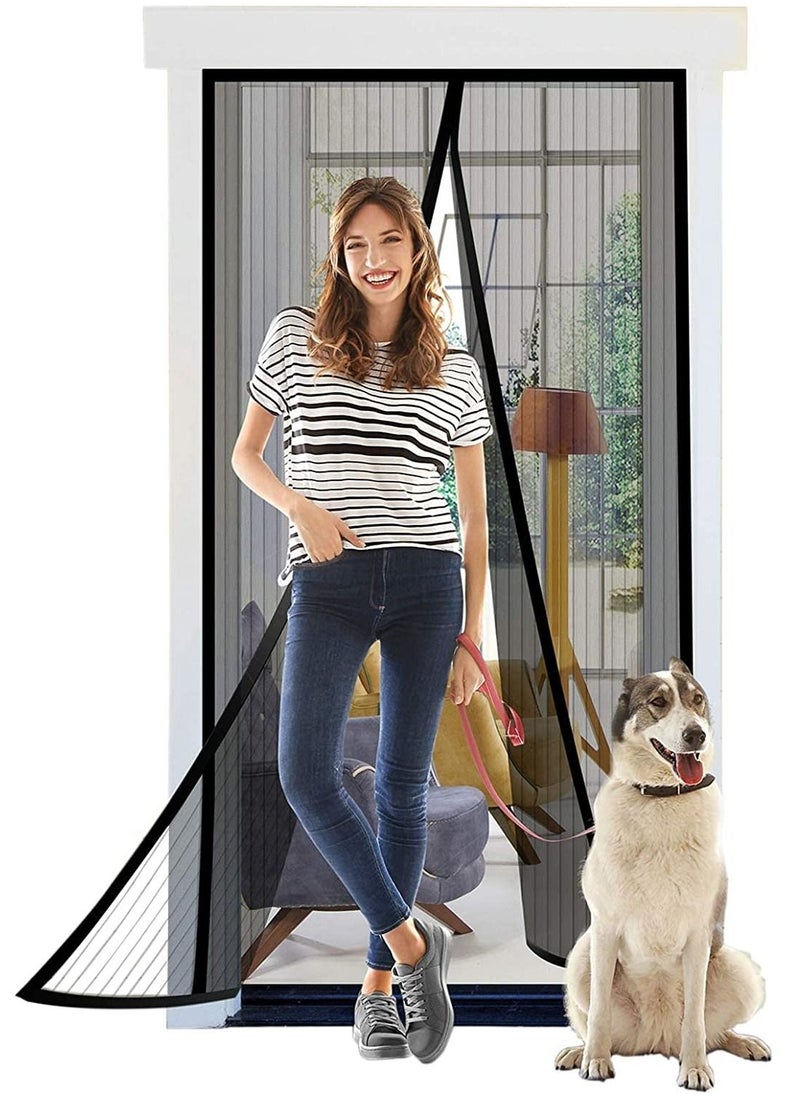 SYOSI - Magnetic Screen Door, Self Sealing Screen Door, Heavy Duty Door Screen Magnetic Closure Keep Bugs Out, Retractable Screen Door Mesh - Pet and Kid Friendly, Hands-Free Door Screen 100*230cm - Image 1