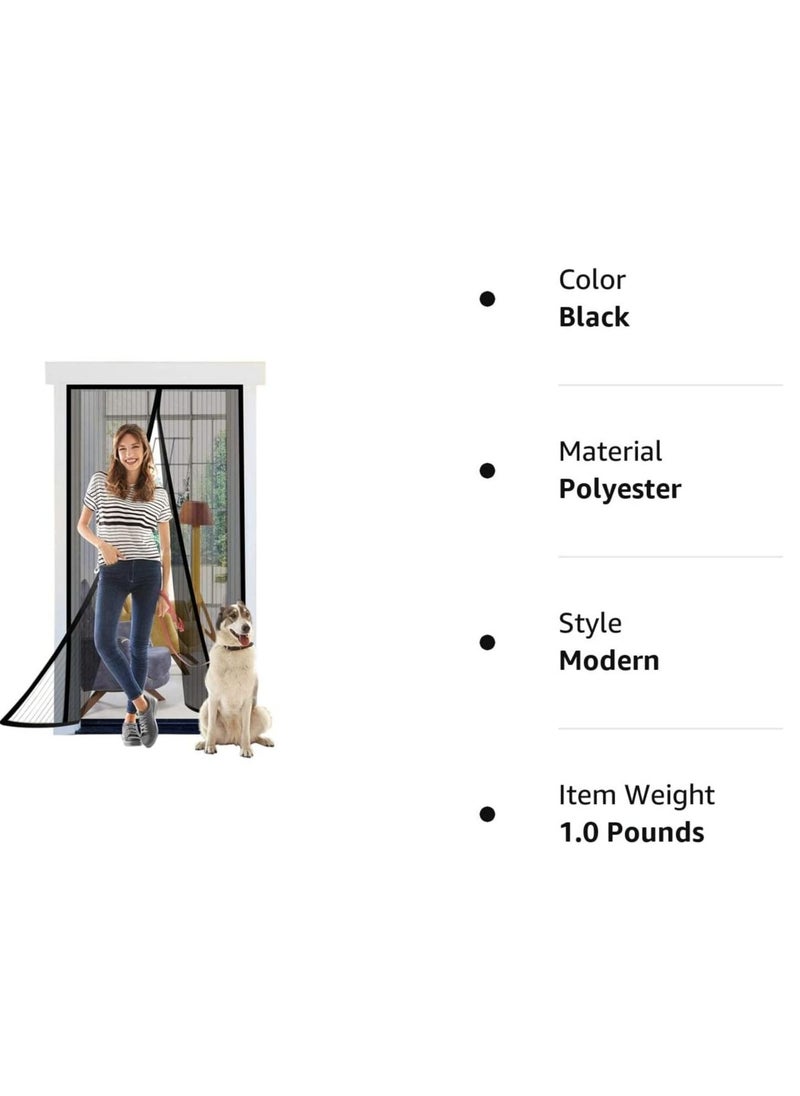 SYOSI - Magnetic Screen Door, Self Sealing Screen Door, Heavy Duty Door Screen Magnetic Closure Keep Bugs Out, Retractable Screen Door Mesh - Pet and Kid Friendly, Hands-Free Door Screen 100*230cm - Image 1