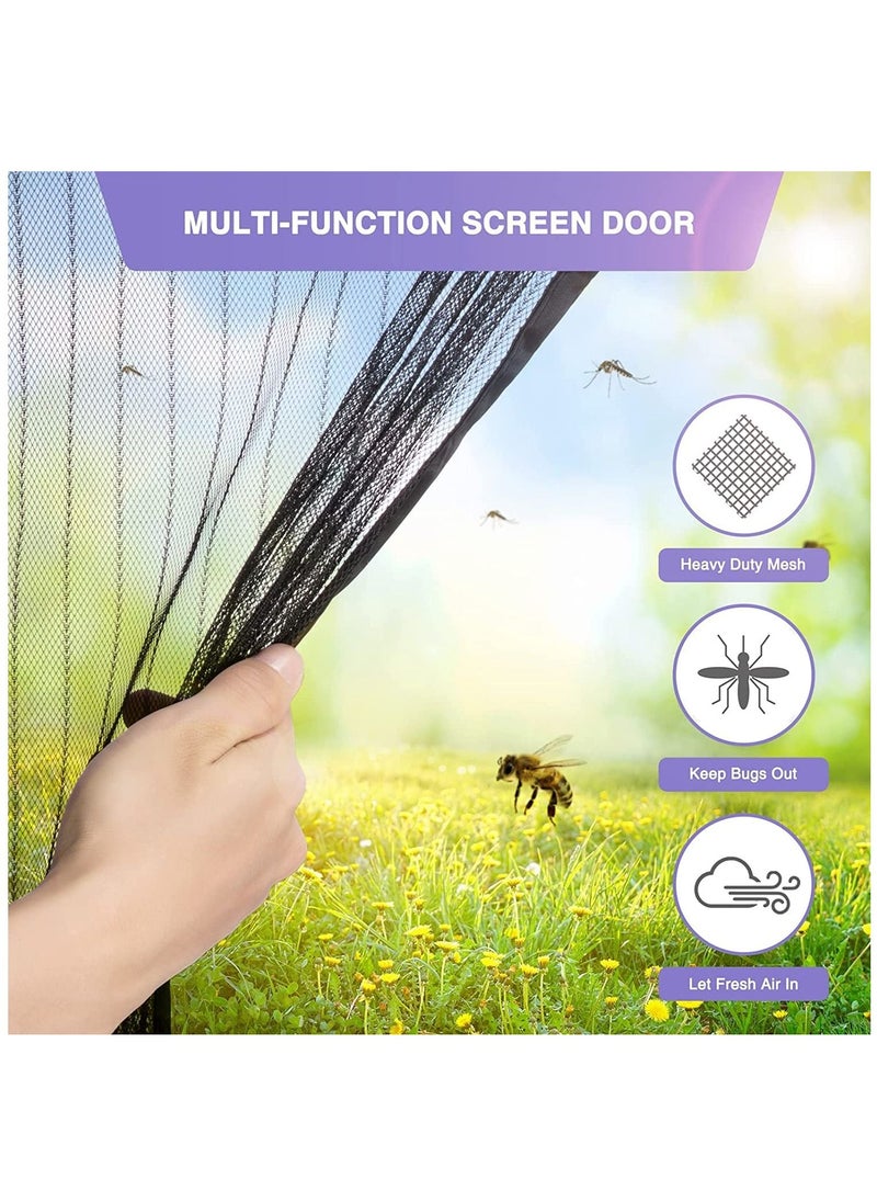 SYOSI - Magnetic Screen Door, Self Sealing Screen Door, Heavy Duty Door Screen Magnetic Closure Keep Bugs Out, Retractable Screen Door Mesh - Pet and Kid Friendly, Hands-Free Door Screen 100*230cm - Image 1
