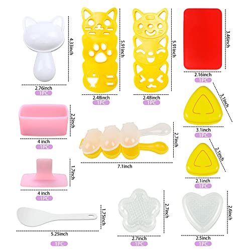 BANBALLON Cute Cat Sushi Mold for Kids, Musubi Maker Press, Rice Ball Mold Shaker, Classic Triangle Rice Ball Maker Mold Kit for DIY Fun Lunch Box Picnic Tool (CAT) - Image 2