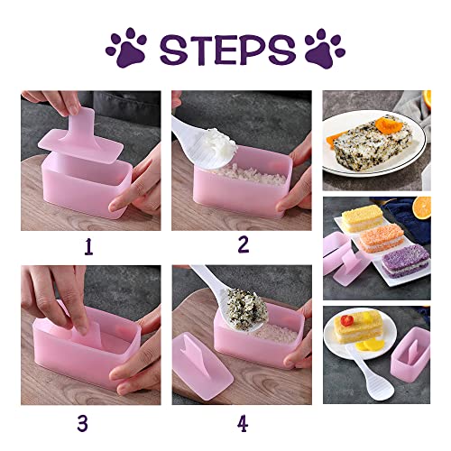 BANBALLON Cute Cat Sushi Mold for Kids, Musubi Maker Press, Rice Ball Mold Shaker, Classic Triangle Rice Ball Maker Mold Kit for DIY Fun Lunch Box Picnic Tool (CAT) - Image 5