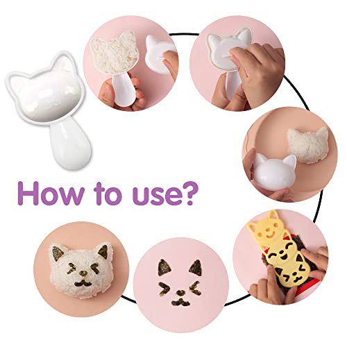 BANBALLON Cute Cat Sushi Mold for Kids, Musubi Maker Press, Rice Ball Mold Shaker, Classic Triangle Rice Ball Maker Mold Kit for DIY Fun Lunch Box Picnic Tool (CAT) - Image 3