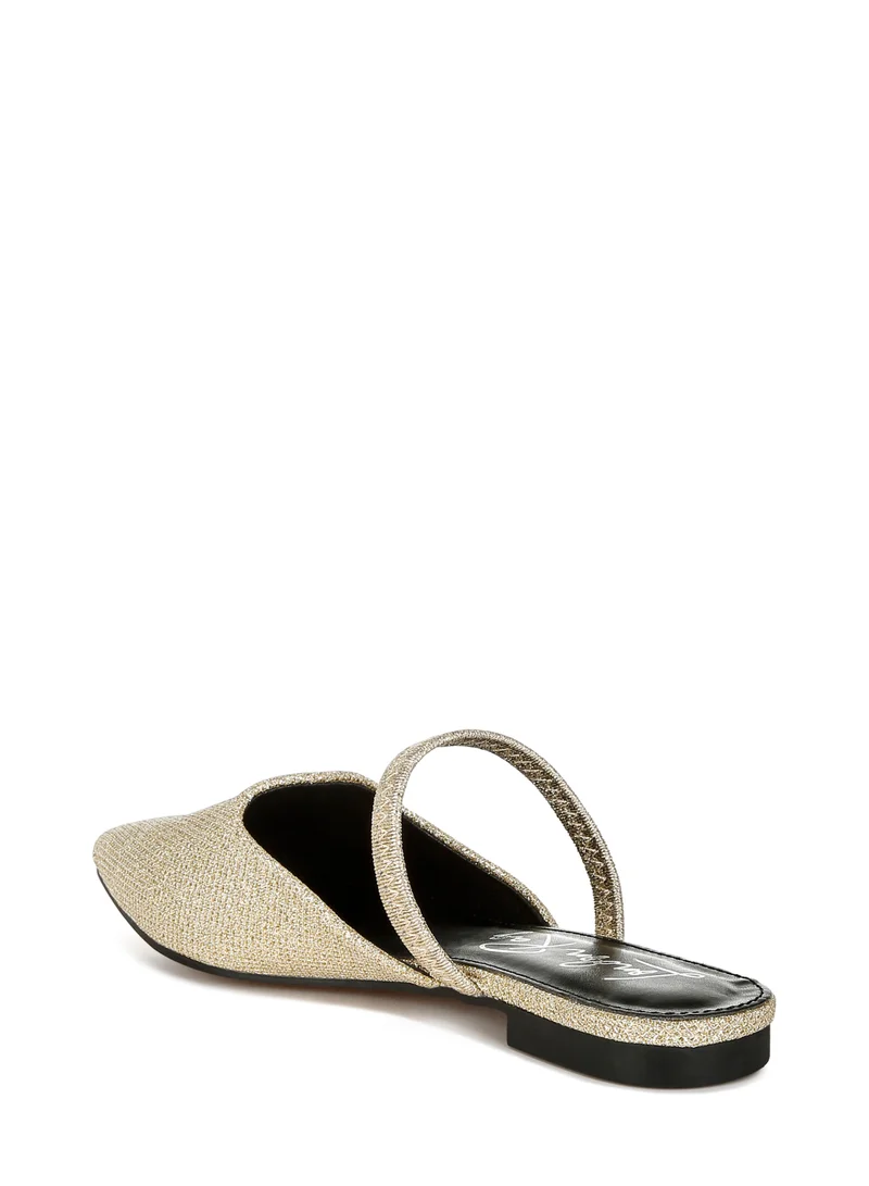 London Rag Glitter Faux Leather Flat Mules in Gold