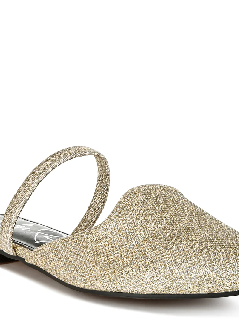 London Rag Glitter Faux Leather Flat Mules in Gold