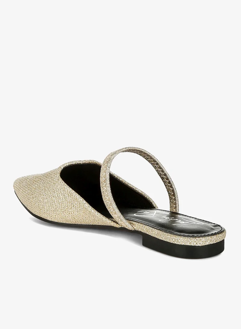 London Rag Gold Glitter Faux Leather Flat Mules in Gold for Women | Best Price UAE