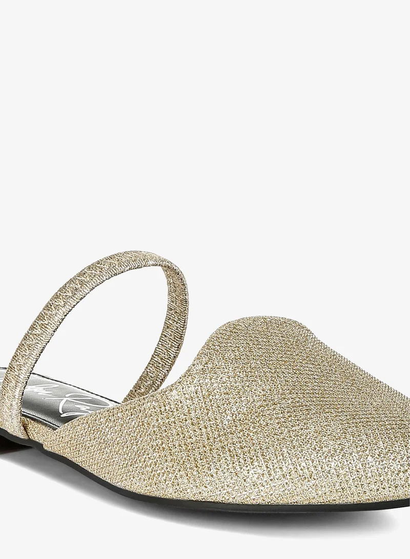 London Rag Gold Glitter Faux Leather Flat Mules in Gold for Women | Best Price UAE