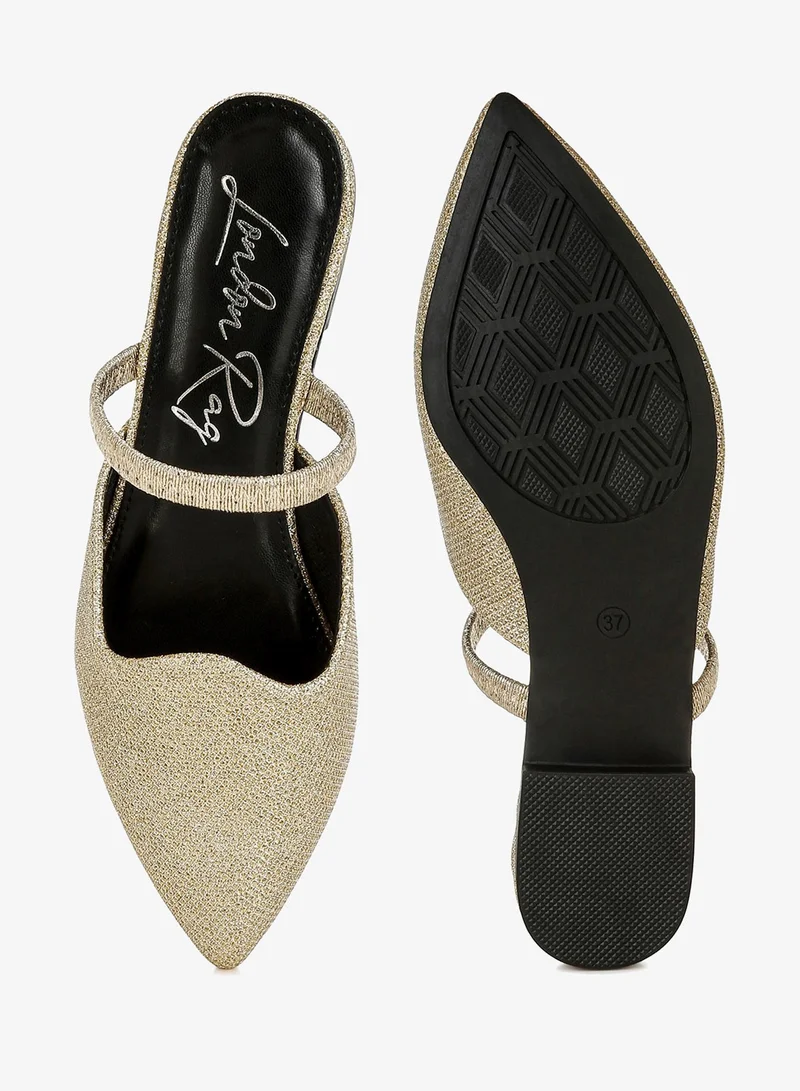 London Rag Gold Glitter Faux Leather Flat Mules in Gold for Women | Best Price UAE