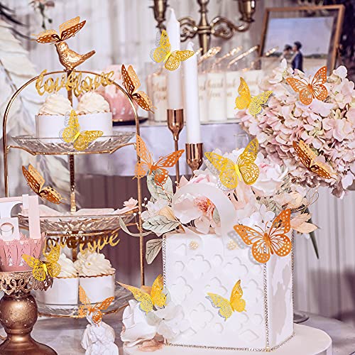 SAOROPEB 3D Butterfly Wall Decor, 48 Pcs 4 Styles 2 Color 3 Sizes, Removable Metallic Wall Sticker Room Mural Decals for Kids Bedroom Nursery Classroom Party Decoration (2 Color) - Image 3