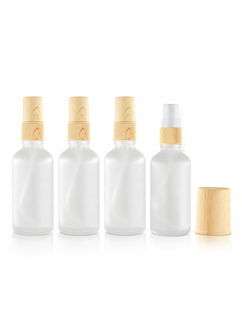4 Pcs Frosted Glass Spray Bottles, Portable Travel Empty Spray Bottle for Essential Oils, Small Fine Mist Perfume Sample Vials Essence Liquid Cosmetic Containers, 50ml - Image 1