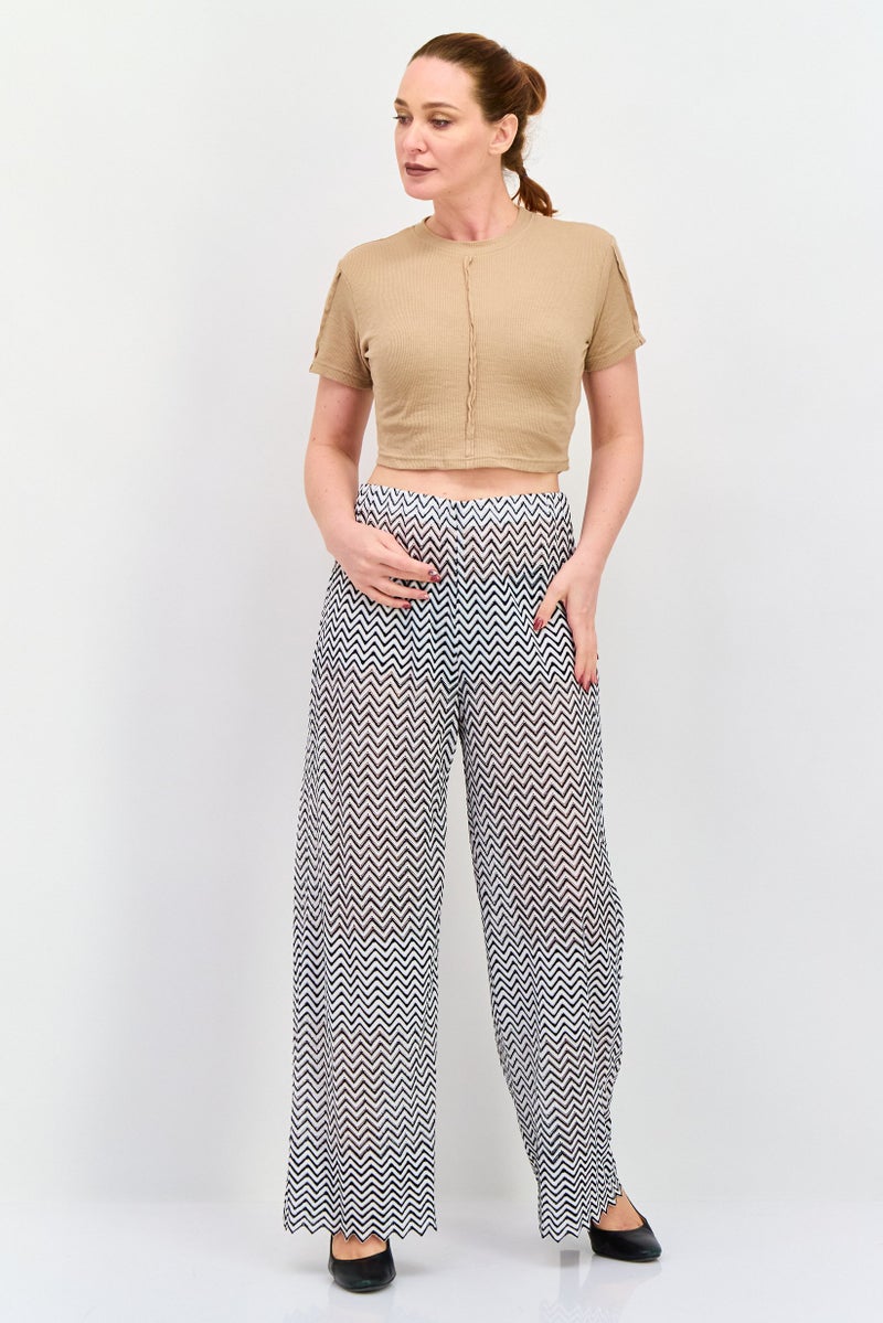 RIVER ISLAND Women Regular Fit Crochet Wide Leg Pant, Black  - Image 3