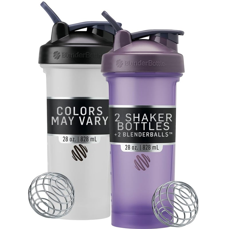 BlenderBottle Classic V2 Shaker Bottle Perfect for Protein Shakes and Pre Workout, 28-Ounce, Colors May Vary, 2 Pack - Image 1