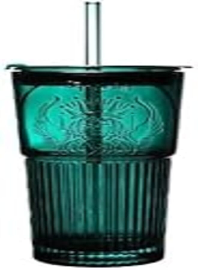 Glass Tumbler with Lid Straw Reusable Water Glasses, Coffee Cup, Outdoor Glass for Juice, Smoothie, Tea