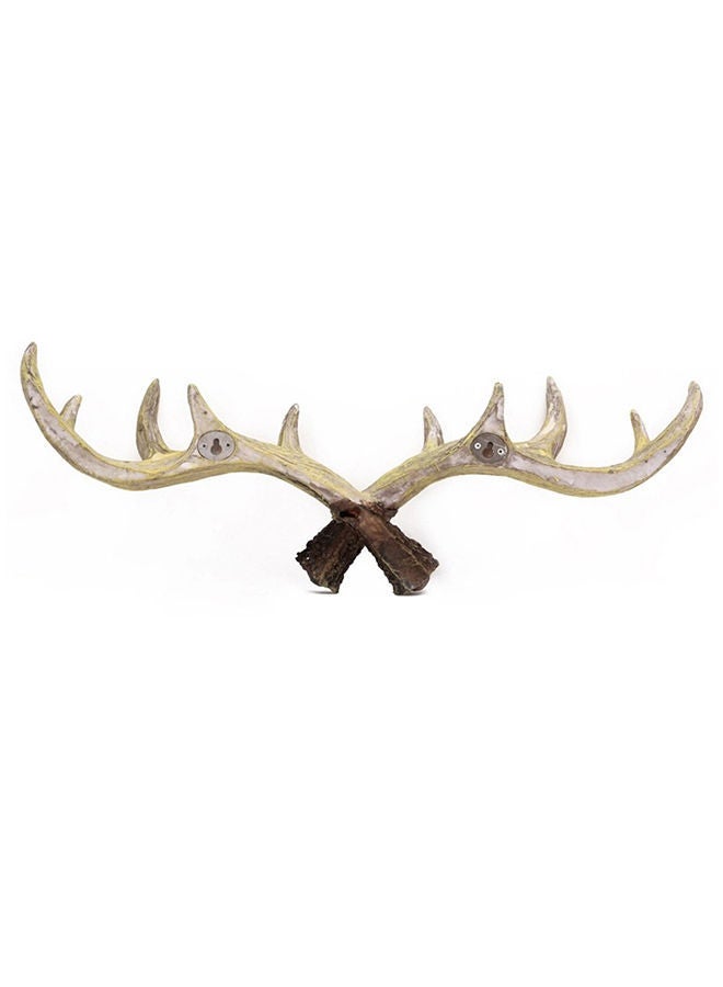 NIBEMINENT Vintage Deer Antlers Wall Hooks Brown 42x6x16centimeter